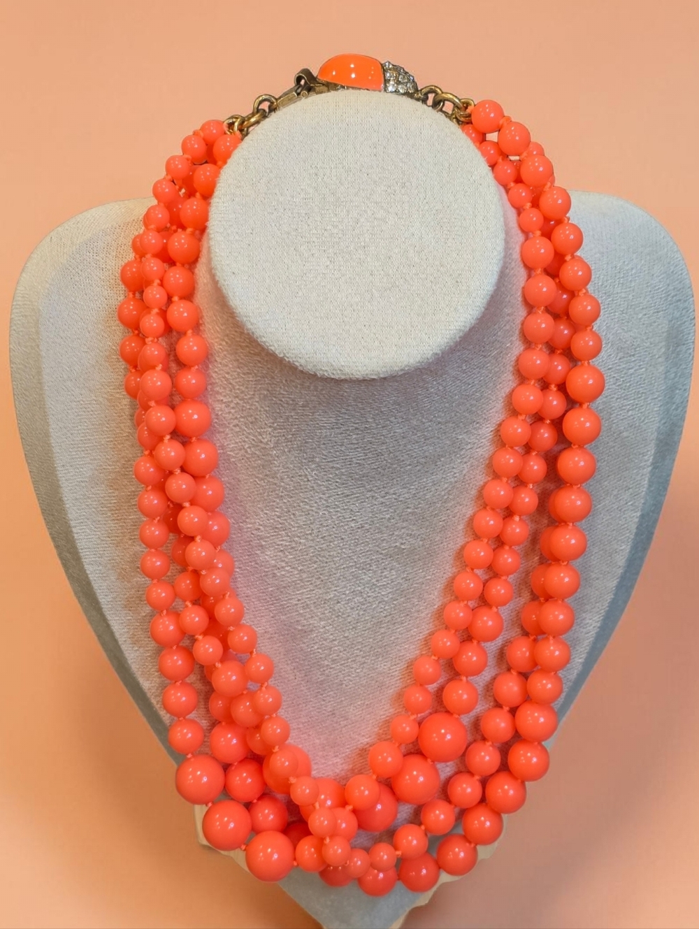 J. Crew Coral Multi-Strand Beaded Necklace